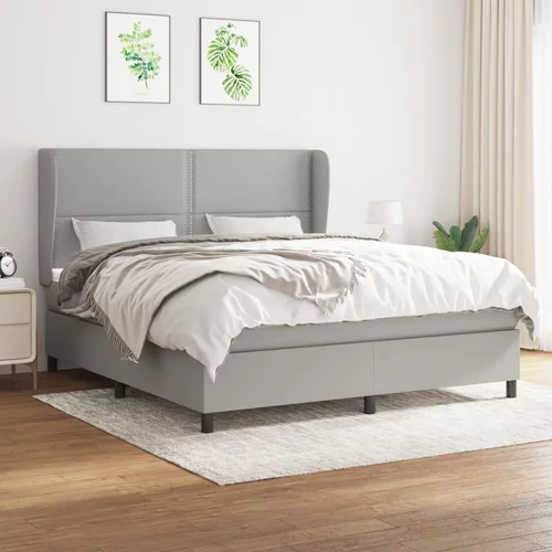 vidaXL Box spring postelja z vzmetnico svetlo siva 180x200 cm blago