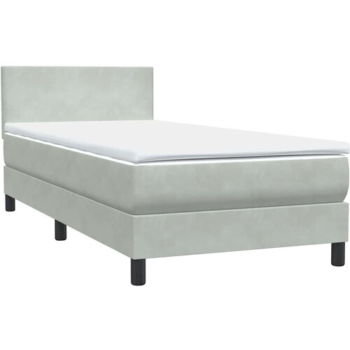 Box Spring krevet s madracem i LED svijetlo sivi 80x210 cm bar&amp;scaron;un Slike