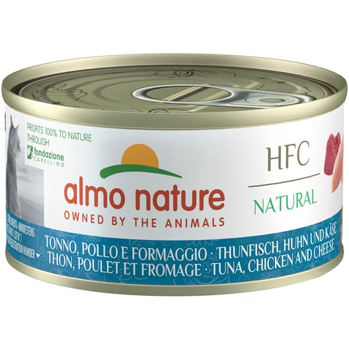 Almo Nature Ekonomično pakiranje HFC Natural 12 x 70 g - Tuna, piletina i sir