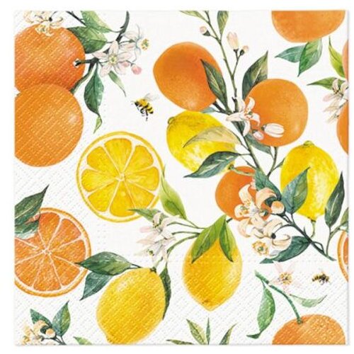  Serviete za dekupažo - Citrus with bees - 1 kos Slike