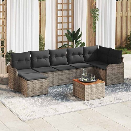  Sjedeća garnitura za vrt 8 kom. Siva poliratan 287,5 x 122,5 x 69 cm Slike