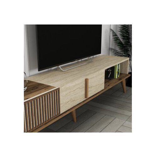 Hanah home tv polica milan walnut travertine Slike
