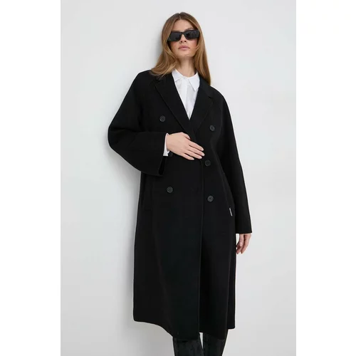 Karl Lagerfeld Vuneni kaput boja: crna, za prijelazno razdoblje, kopčanje u dva reda