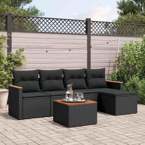  6-dijelni set vrtnih sofa s jastucima crni od poliratana Cijene