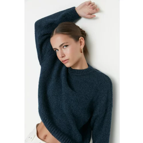Trendyol Blue Straight Collar Knitwear Sweater