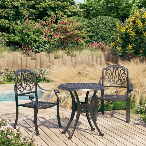  3-dijelni bistro set od lijevanog aluminija crni Cene