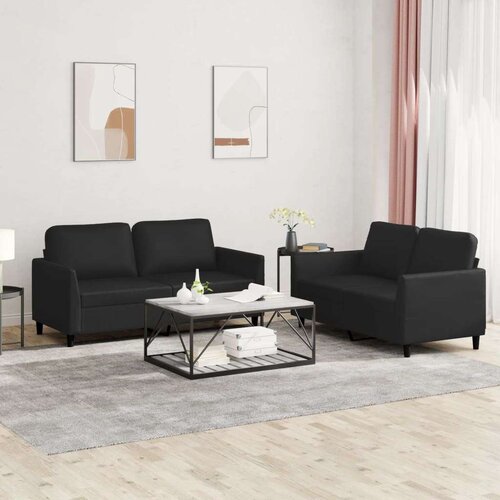  2-dijelni set sofa s jastucima crni od umjetne kože Cijene