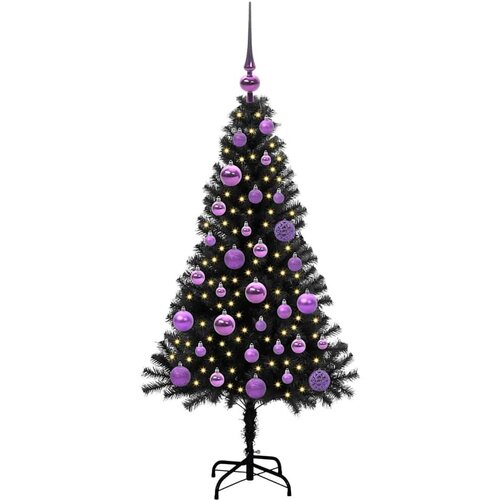 VidaXL Božićno drvce s 150 LED svjetlima s stalakom Crna 120 cm PVC Slike