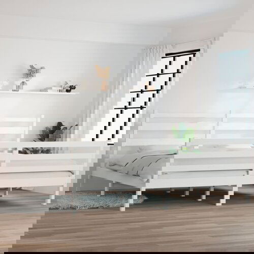 Furnova Posteljni okvir iz trdne borovine 200x200 cm bel, (21937712) Slike