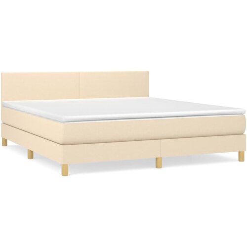 vidaXL Box spring postelja z vzmetnico krem 160x200 cm blago, (20893793) Cene