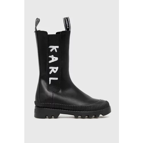 Karl Lagerfeld Kožne gležnjače za žene, boja: crna