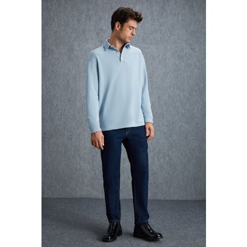 Grimelange Onyeka Men's 100% Cotton Blue Sweatshir Cene