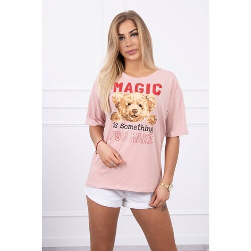 Kesi Blouse with Magic print in dark powder pink Slike