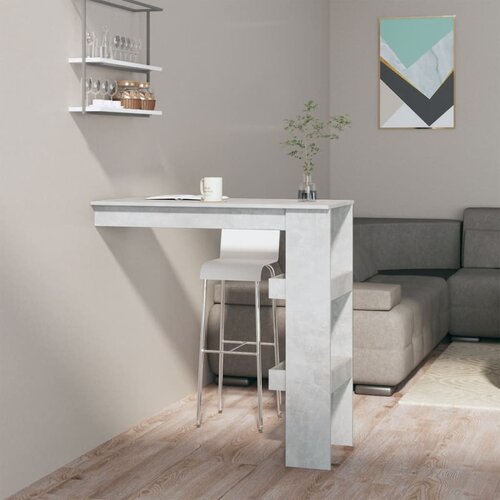 VidaXL Stenska barska miza betonsko siva 102x45x103,5 cm konstr. les Slike
