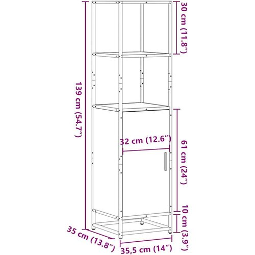 VidaXL Visoka ploča dimljeni hrast 35,5x35x139cm izrađeno drvo i metal Slike