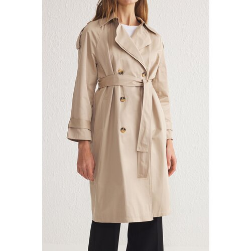 Trendyol Trench coat sa zatvaračem u bež boji Dugačka vodootporna funkcija krem | ružičasta Cene