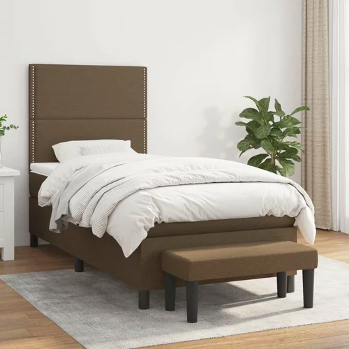  Box spring postelja z vzmetnico temno rjava 80x200 cm blago, (20898867)
