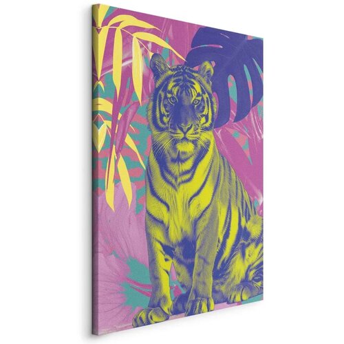  Slika - Colorful Tiger - Intense Colors of a Tiger Surrounded by Tropical Plants 80x120 Standard Cene