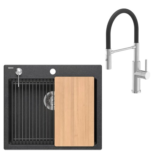 Quadron SET Pomivalno korito KURT 111 z dodatki in ANDY - black Cene