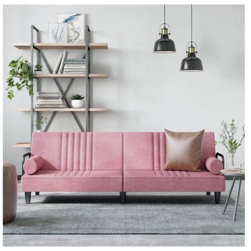  Raztegljiv kavč z naslonjali za roke roza žamet