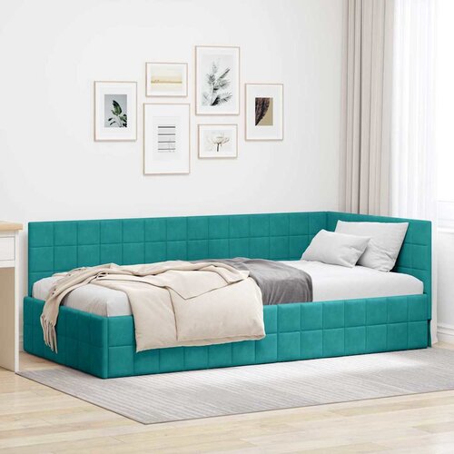  Kutni okvir kreveta s uzglavljem Tirkizna 90 cm x 200 cm Bar&scaron;un Cijene