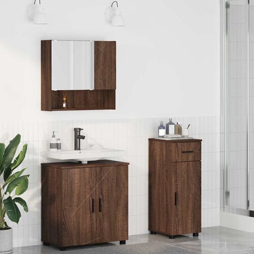  Set namje&scaron;taja za kupaonicu s ladicama Zidne 3 pcs Smeđi hrast Cijene