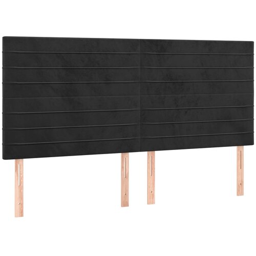 Maison Chic Posteljno vzglavje - Vzglavna omarica 4 kosa črn 80x5x78/88 cm žamet, (22078484) Slike