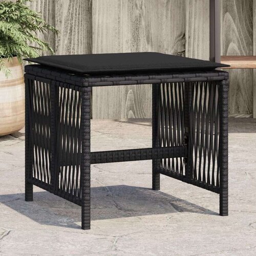 VidaXL Vrtni stolci s jastucima 4 kom crni 41x41x36 cm od poliratana Slike