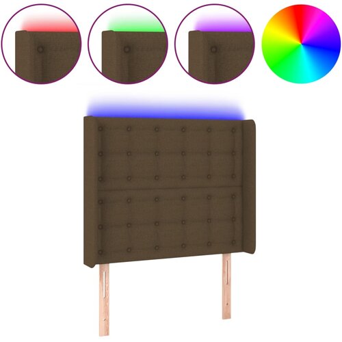 Maison Chic led posteljno vzglavje - vzglavna omarica - nočna omarica temno rjavo 103x16x118/128 cm blago, (21713341) Slike