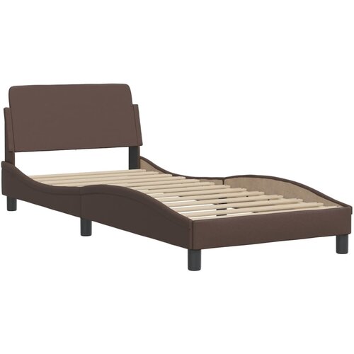 vidaXL Posteljni okvir z vzglavjem rjav 90x190 cm umetno usnje, (21072539) Cene