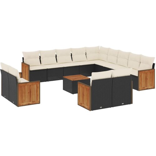 Maison Chic Seti vrtnega pohi&amp;scaron;tva - Vrtna garnitura - Vrtni pohi&amp;scaron;tvo set 14-delna z blazinami črn poli ratan, (21810184) Slike