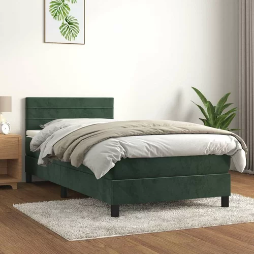 Box spring krevet s madracem tamnozeleni 90x200 cm baršunasti