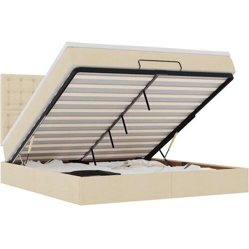 VidaXL Otomanski krevet s madracem krem 160x200 cm od tkanine Slike