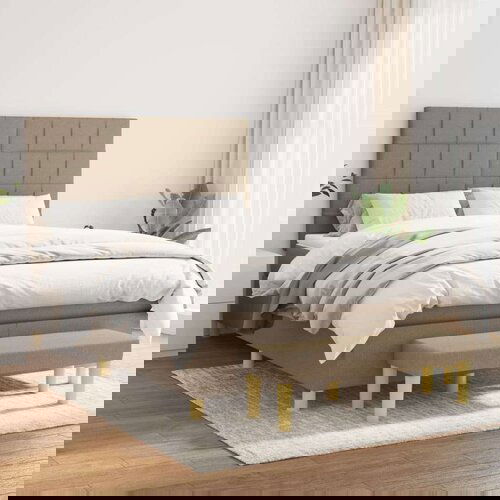  Box spring postelja z vzmetnico taupe 140x190 cm blago, (20896664) Slike