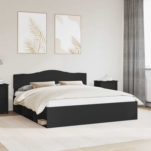 Krevetna konstrukcija Crna 180 x 200 cm Čvrsto borovo drvo Cijene
