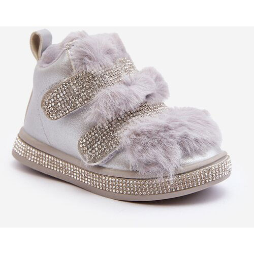 Kesi Children's leather insulated snow boots Silver Leela Cene