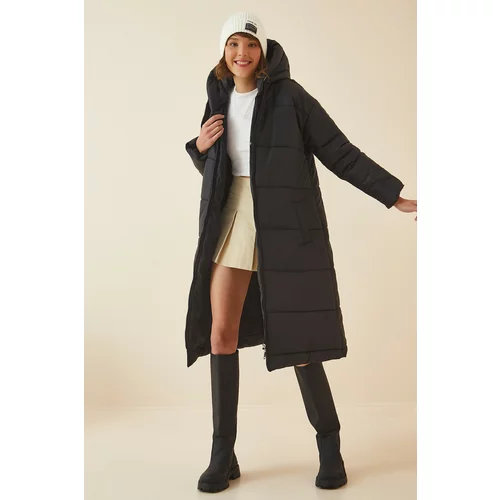 Happiness İstanbul Women's Black Hooded Long Down Coat
