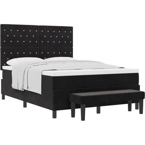 VidaXL Postelja z vzmetnico z vzmetnico Črna 160 x 200 cm Žamet, (5000126523) Slike