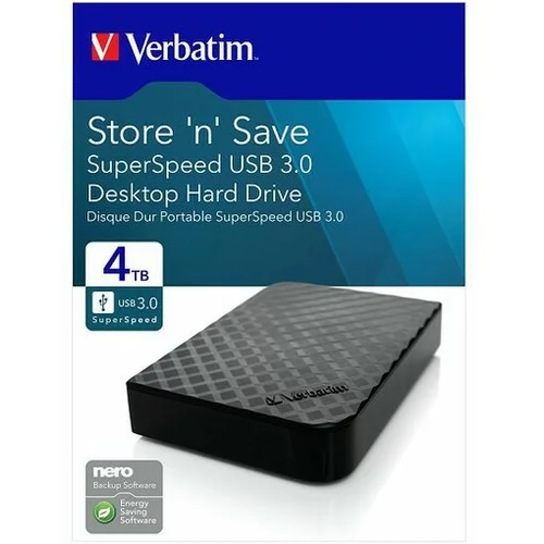 Verbatim zunanji HDD disk Store n Save 4TB USB 3.0 3.5 047685