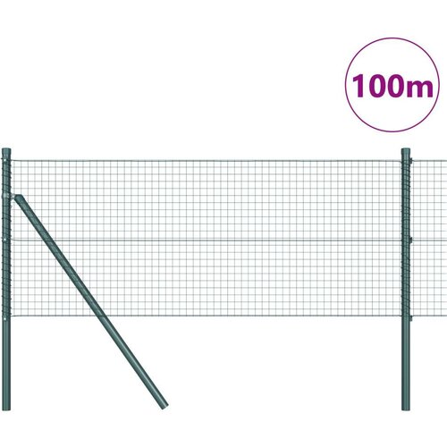 VidaXL zavarena žičana ograda s 13 postova Zeleni 0.5x100 m Čelik Slike