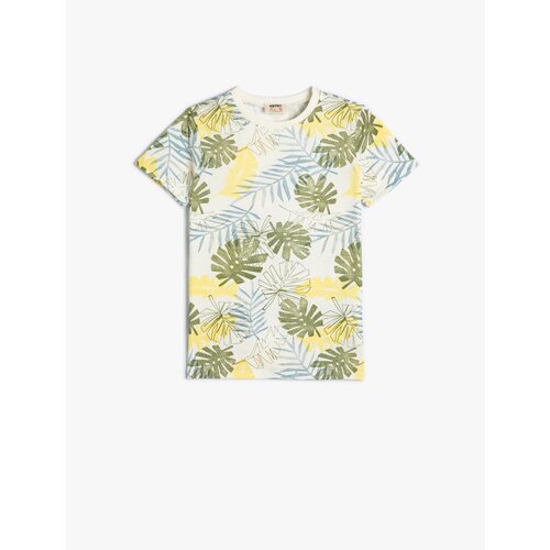Koton T-Shirt Leaf Printed Short Sleeve Crew Neck Cotton Slike