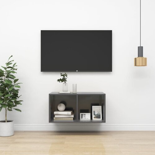 VidaXL Zidni TV ormarić visoki sjaj sivi 37 x 37 x 72 cm od iverice Slike