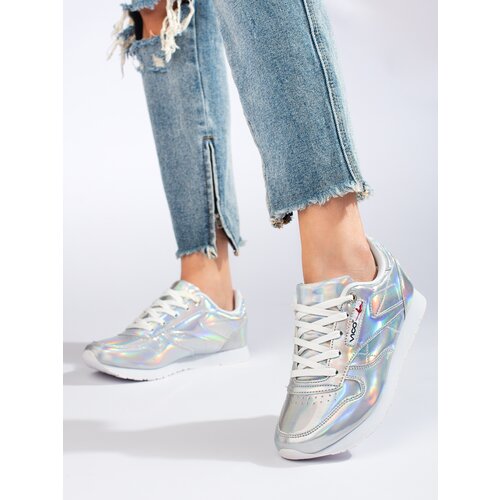SHELOVET Silver Holographic Sports Shoes Slike