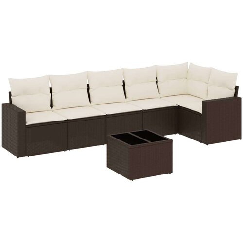 VidaXL 7-dijelni set vrtnih sofa od poliratana s jastucima smeđi Slike