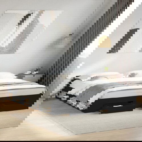 Furnova Posteljni okvir s predali črn 200x200 cm inženirski les, (21942529) Slike