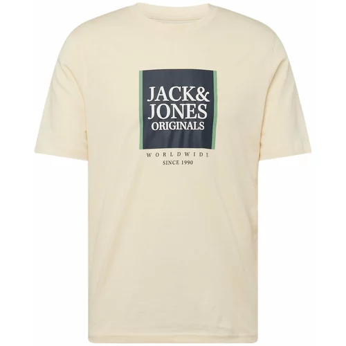 Jack & Jones Majica 'LAFAYETTE' boja pijeska / zelena / crna / bijela