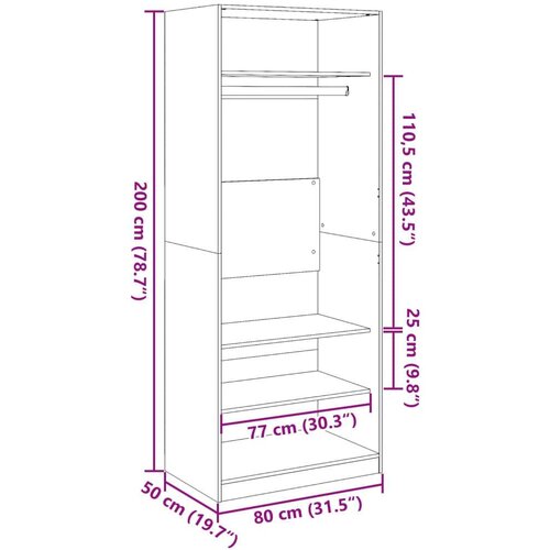 VidaXL Ormar bijeli 80 x 50 x 200 cm od konstruiranog drva Slike