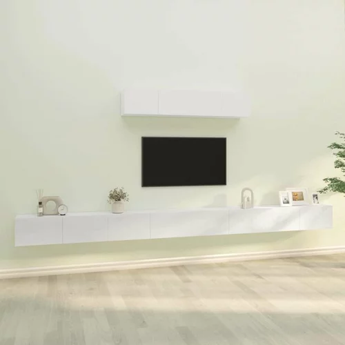  Komplet TV omaric 6-delni visok sijaj bel inženirski les, (20733358)