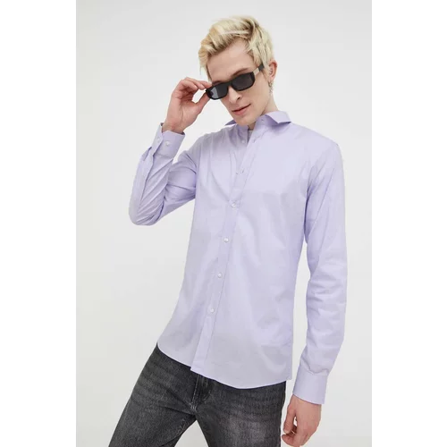Hugo Košulja za muškarce, boja: bijela, slim, s klasičnim ovratnikom
