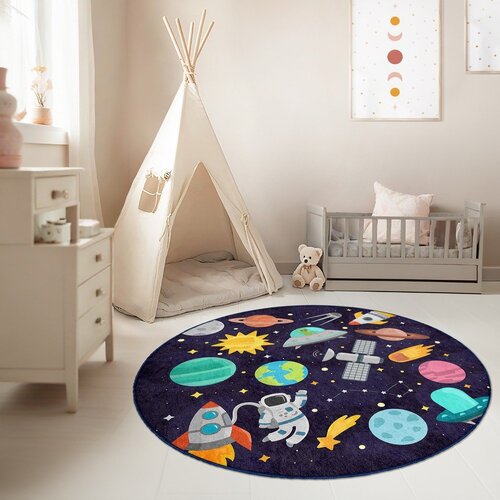 Mila Home Tamno plavi periv dječji tepih za igru &amp;oslash;120 cm Into The Space &amp;ndash; Slike